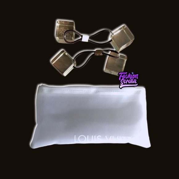 Louis Vuitton Vintage Lucite Translucent Hair Tie Bobble Set With Mini Pouch Bag - Picture 6 of 10